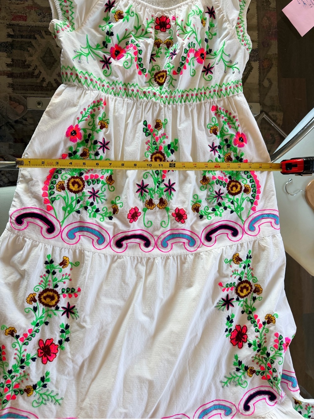 Anthropologie White Maxi Dress with Multicolor Floral Embroidery - Picture 7 of 8
